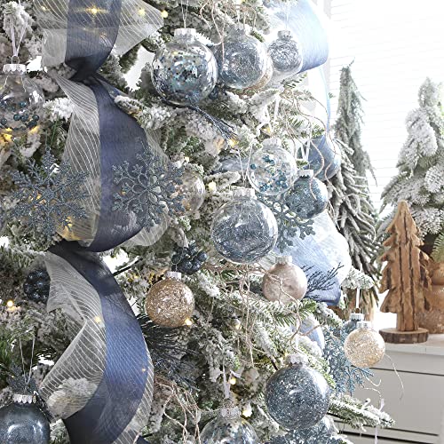 Sea Team Shatterproof Clear Plastic Christmas Ball Ornaments Decorative Xmas Balls Baubles Set With Stuffed Delicate Decorations (60Mm/2.36 Inch 30-Pack, Stone Blue) #TOP6