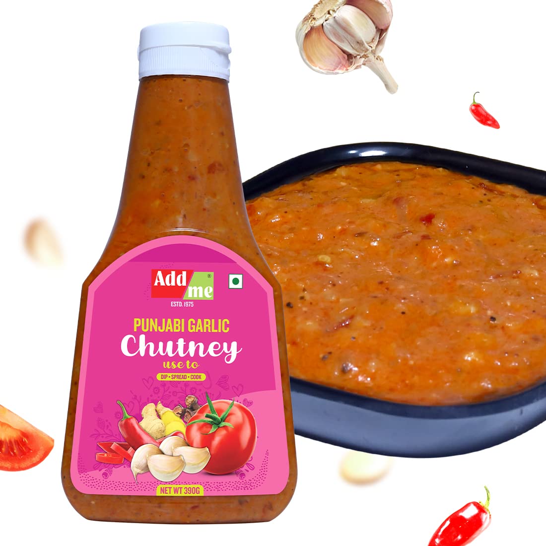 Add me Home Made Punjabi Garlic Chutney Sauce dip 390gm lassan ki chatni Squeeze Bottle (B0B12XLKD3) Amazon Price History, Amazon Price Tracker