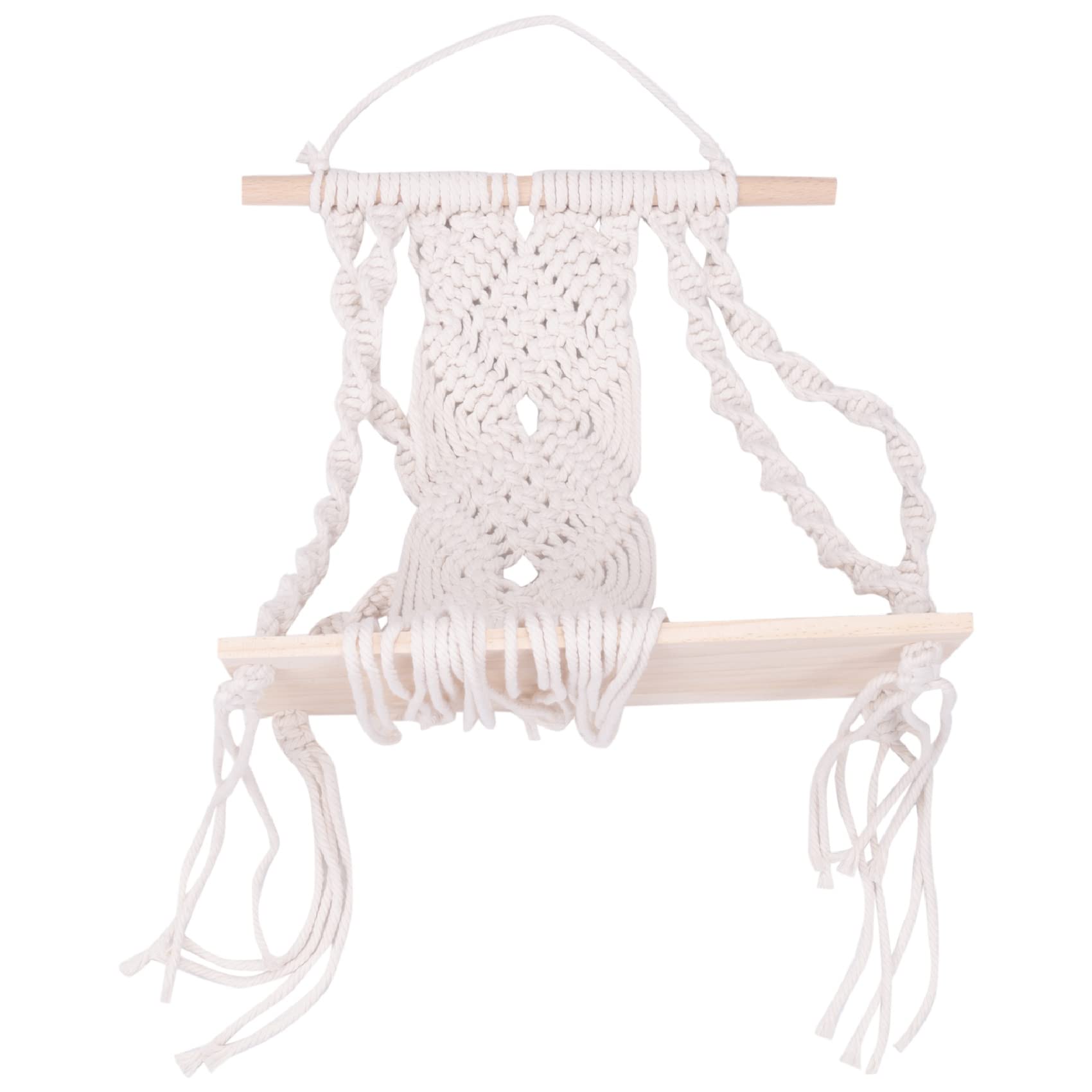 detee Boho Macrame Wall Hanging Shelf Handmade Woven Tassel Tapestry Rack Wood Floating Storage Hanger for Home Wall Decor