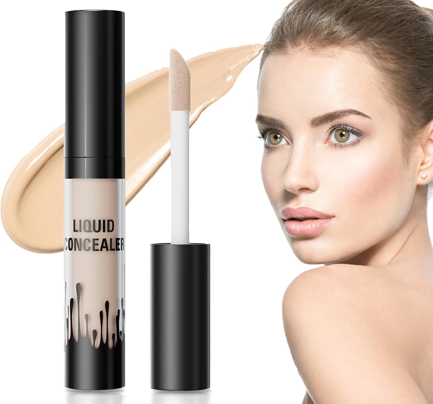 Liquid camouflage, professional concealer, waterproof liquid cover pen, camouflage & highlights, concealer against dark circles and small blemishes, suitable for contouring, 2 ml (01#)