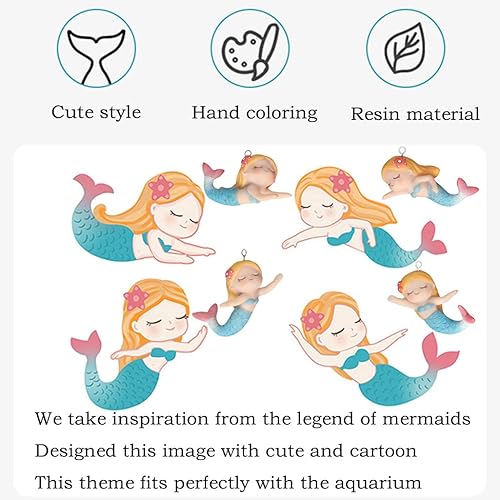 Miniatura 4 de PAPIEEED Decoración flotante de pecera de sirena, decoraciones de acuario de dibujos animados para mascotas acuáticas para jugar adornos de acuario