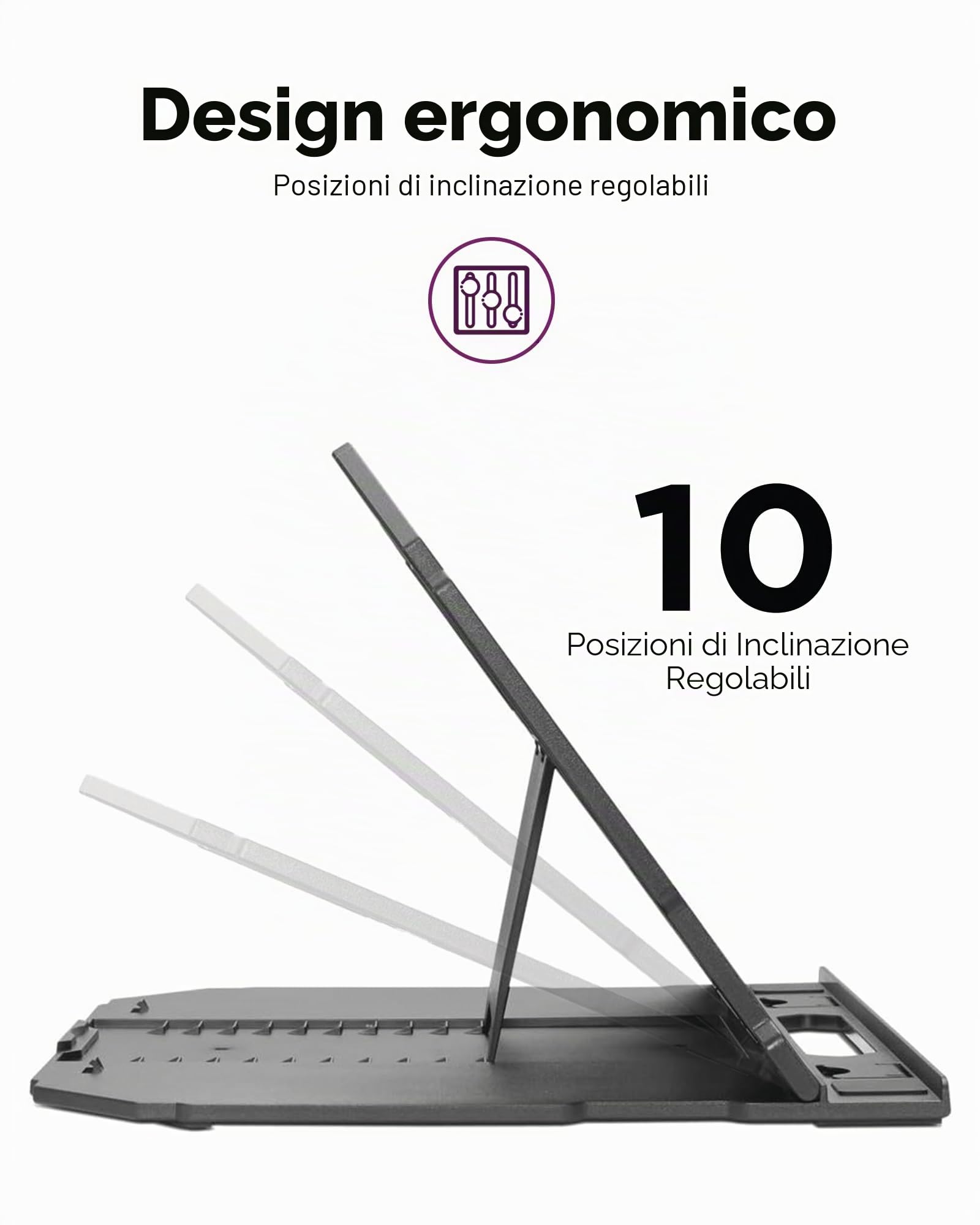 Lenovo Supporto per Laptop 2 in 1, Regolabile, Portatile, Pieghevole, ergonomico, Antiscivolo, Compatibile con Computer Portatili Fino a 15" e telefoni cellulari, Ideale per i Viaggi