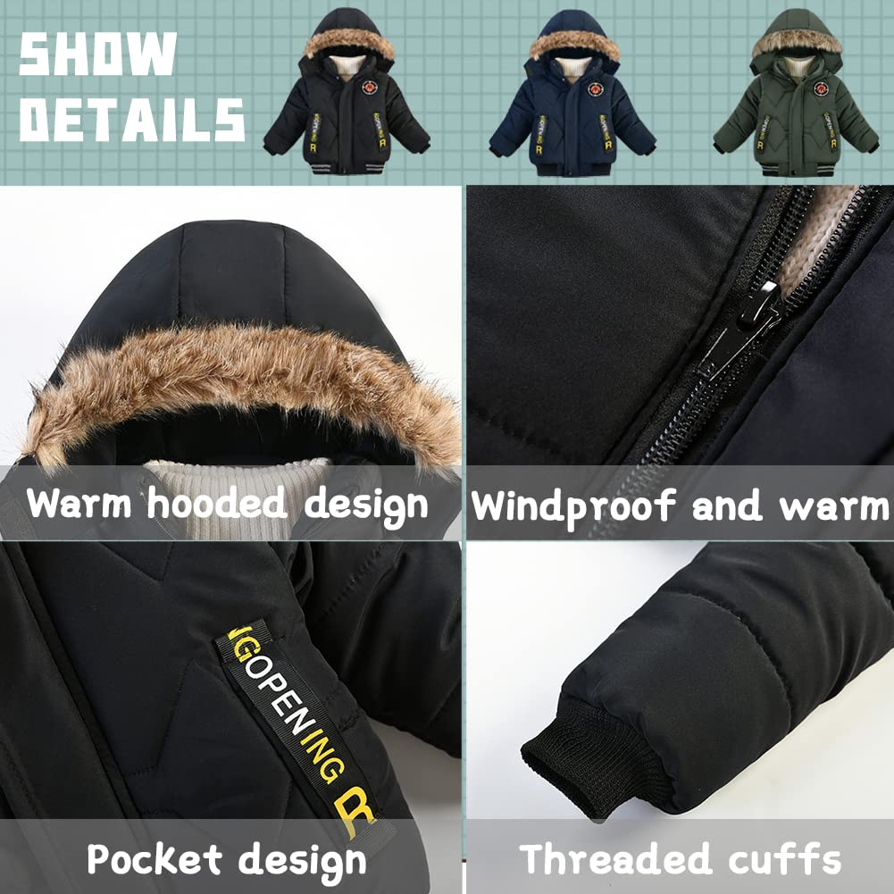 Kinder Winterjacke Jungen, Mädchen Steppjacke mit Abnehmbar Kapuze Warm Verdicken Wintermantel