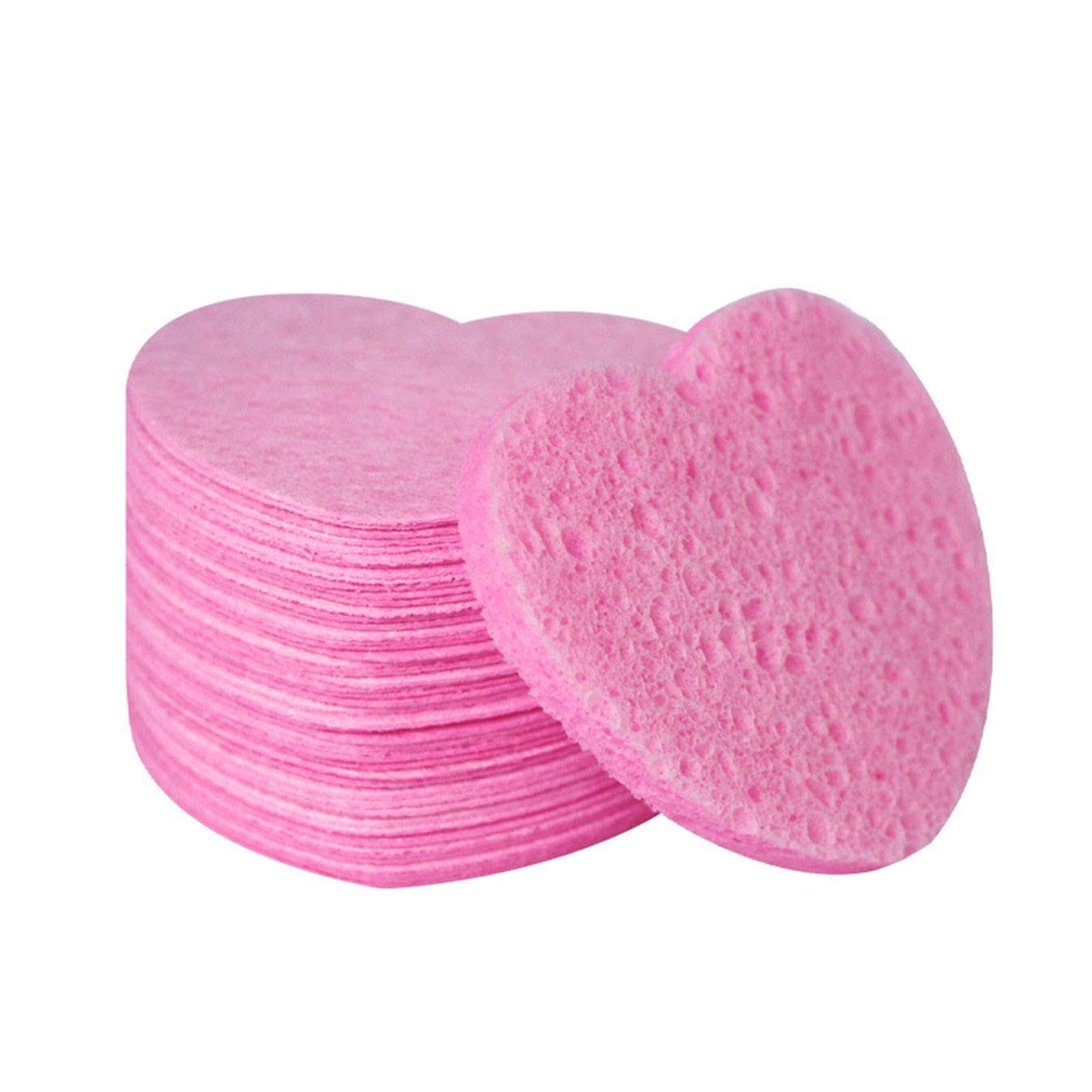 Facial Wash Puff Heart Shaped Soft for Makeup Removal Cleansing Skin Massage Pink 10pcs|Compressed Facial Cleansing Sponges Deep Clean Pads-image-34
