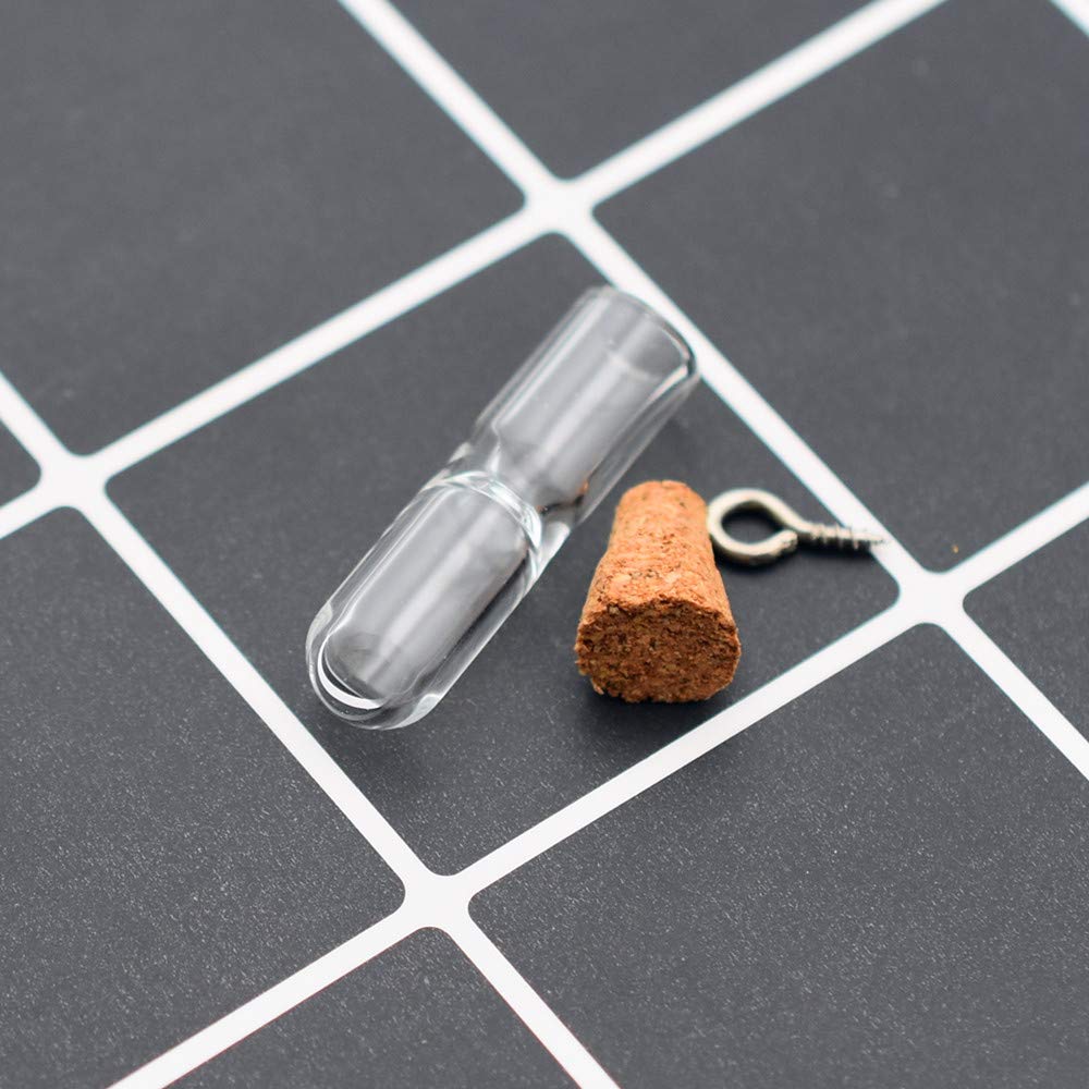 10 Pieces Hourglass Shaped Small Glass Bottle Mini Sandy Clock Glass Vial Pendant Necklace Charms (Bronze Lace Cap