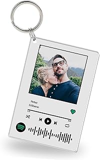 Personalised Spotify Code Keychain Plaque, Custom Acrylic Song Album Cover with Photo, Customized Music Picture Keyring