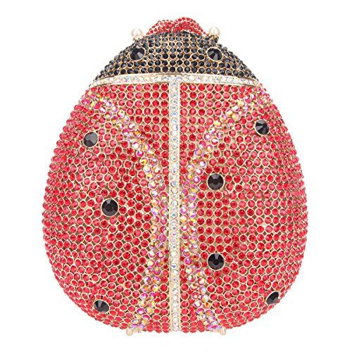 Fawziya Ladybird Cute Clutch For Women Crystal Clutch Handbags-Red