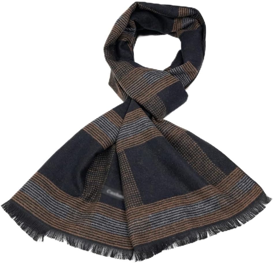 HBJWOV Men's white warm scarf, autumn and winter warm, men's business scarf