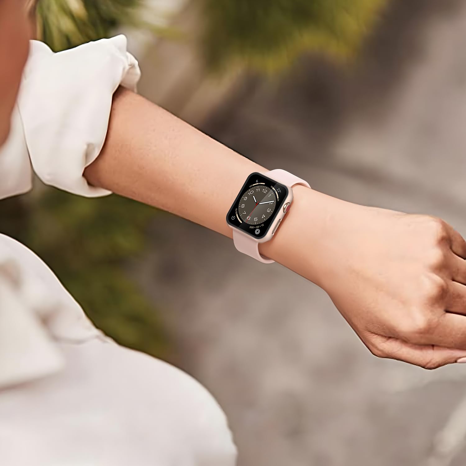 Misxi Schutzhülle für Apple Watch Serie 3 / Serie 2, 42 mm, gehärtetes Glas, harter PC-Displayschutz, Gesamtschutz, kratzfeste Abdeckung für iWatch, 2 Stück, 1 Roségold + 1 Transparent