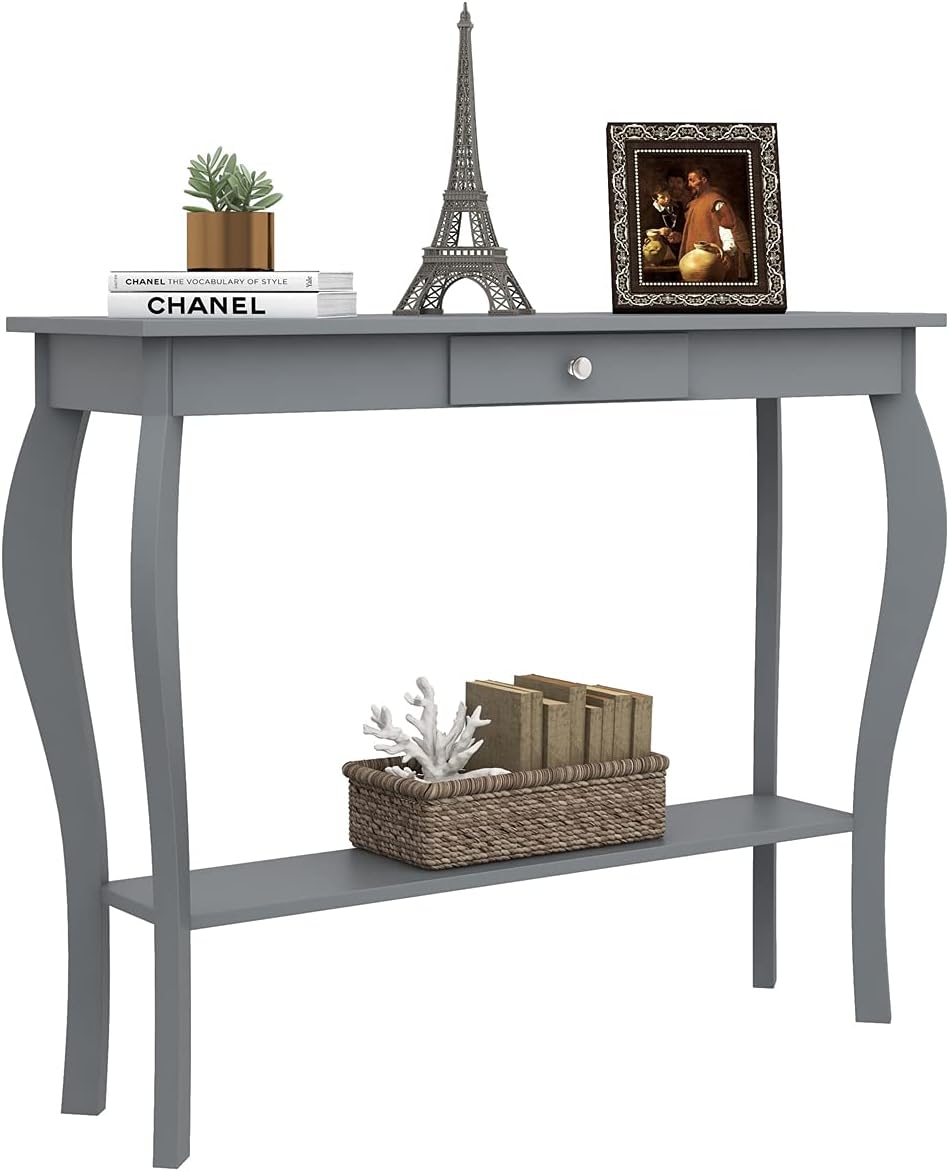 ChooChoo Narrow Console Table, Chic Accent Sofa Table, Entryway Table, White : Home & Kitchen