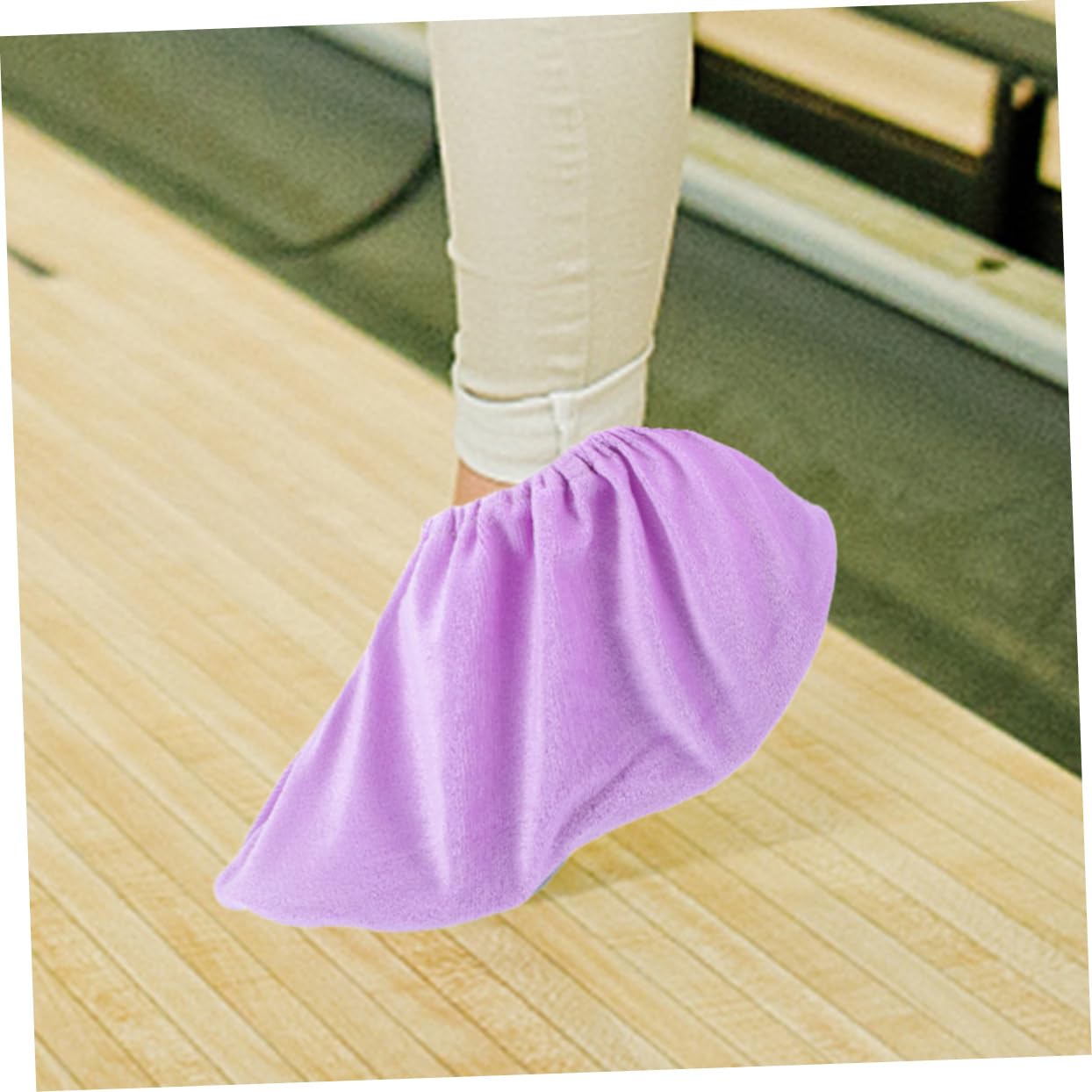 POPETPOP 2 Pairs Bowling Shoe Covers Non Slip for Adults Reusable Washable Fleece Bowling Shoe Protectors Flexible Durable Indoor Use for Women Men