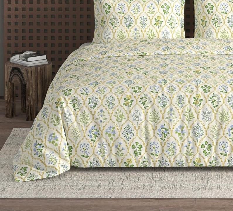 Image of DECOMIZER Super Soft Glace Cotton King Size Double Bed AC Comforter || Blanket || Duvet for All Seasons /Weathers - Pack of 1 - Yellow Jaipuri
