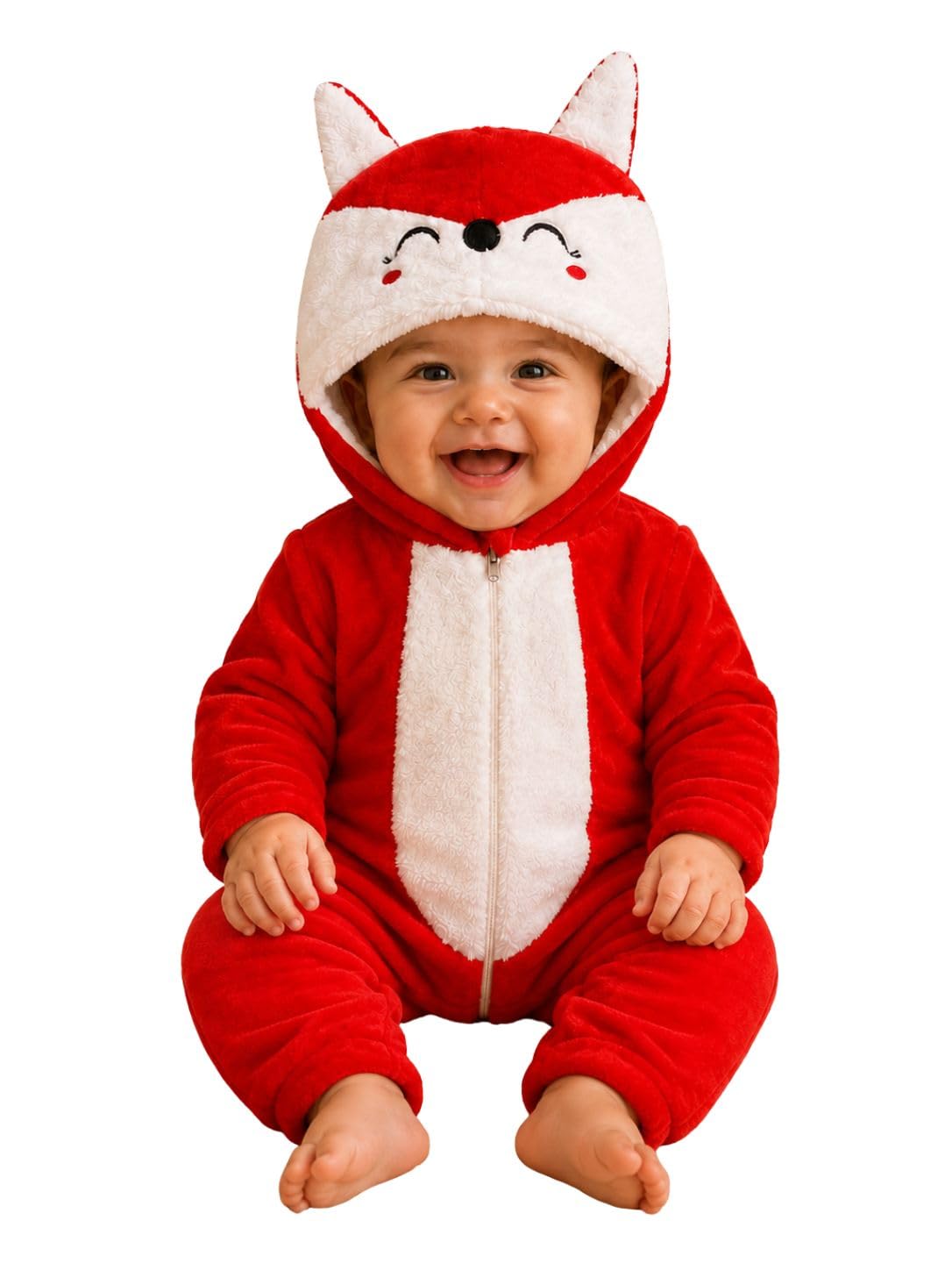 Baby Elephant Costume Romper, Grey Plush Hooded Jumpsuit-image-32