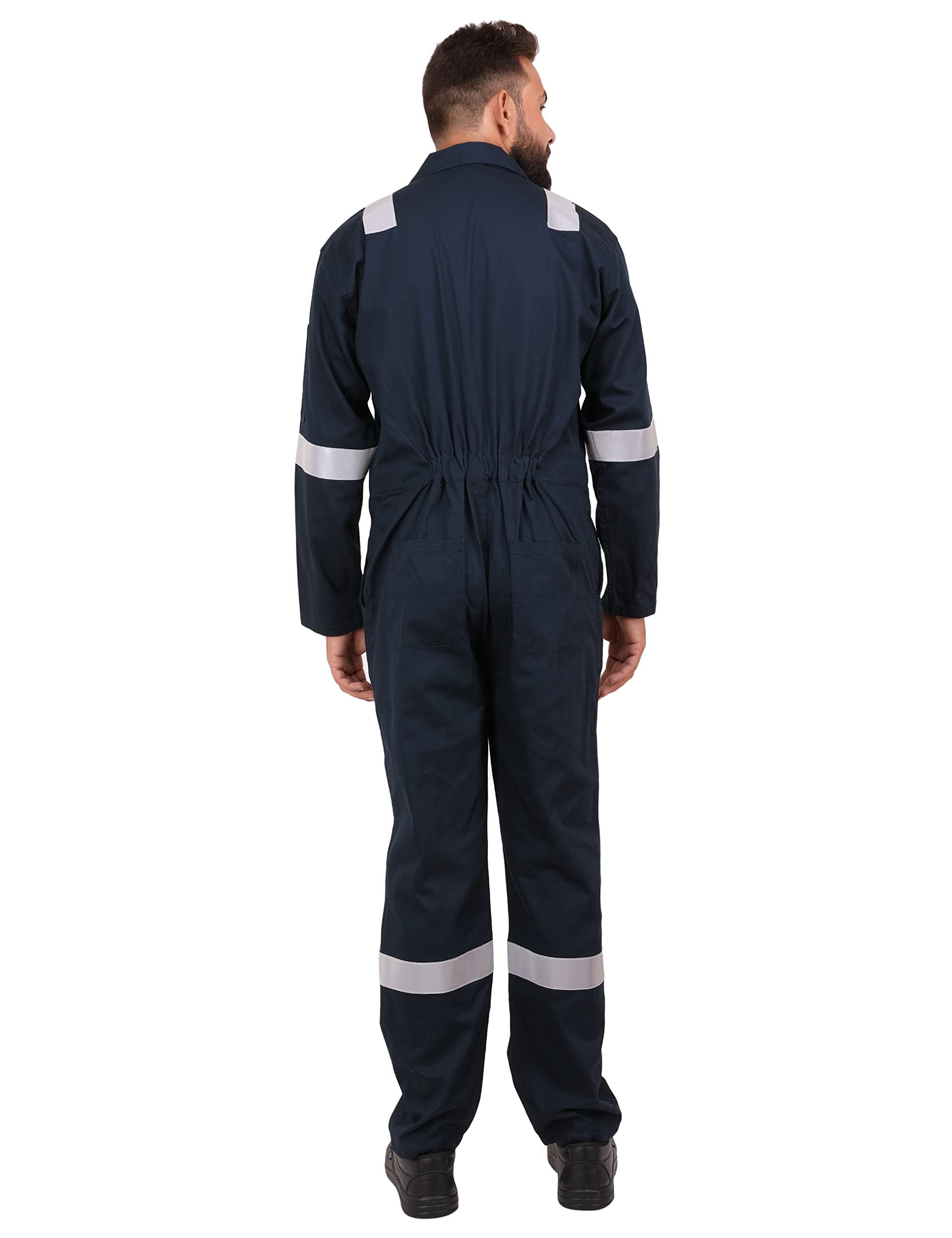 CLUB TWENTY ONE Men's Cotton Coverall for Industrial and Protective Use with Certified Reflective Tape, Breathable Overall Suit for Men, Boiler Suit with Reflective Stripes(X-Large, Blue) - Image 4 thumbnail
