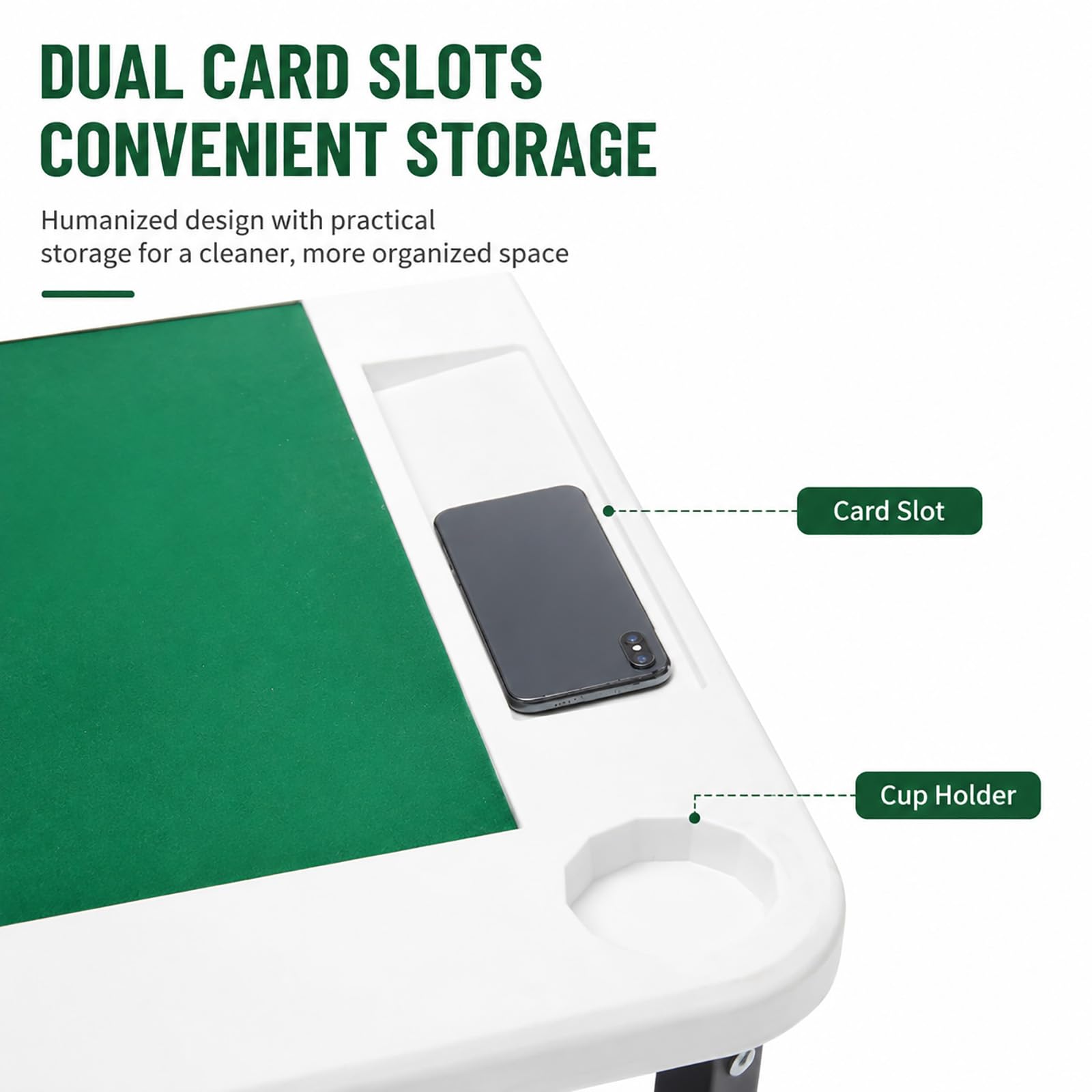 Tavolo Mahjong Pieghevole Portatile, Tavolo Da Gioco Per Carte E Famiglia | Design Salvaspazio Con Porta Bicchieri E Pratico Spazio Portaoggetti(white)