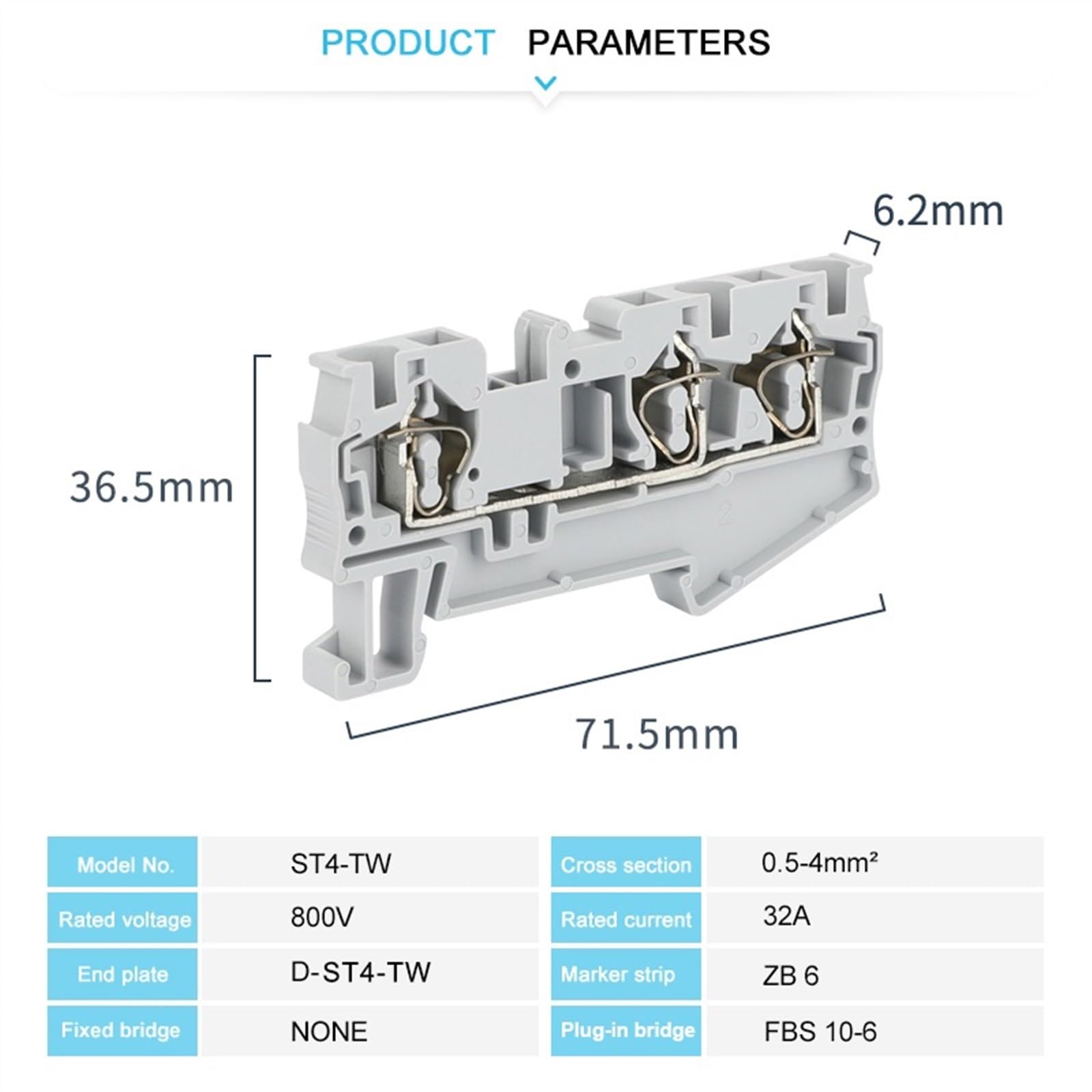 Connecteur de Rail Din ST4-TW, cage à ressort, 3 contacts, 4 mm², 12awg, alimentation de câble électrique, prise de fil, bornier ST 4-TWIN, 10 pièces(Orange)