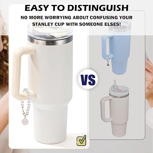 Miniatura 5 de LUHOHI Dije de letra para taza Stanley, accesorios de cadena de perlas, dijes iniciales de taza Stanley para decoración de botellas de agua, vaso de