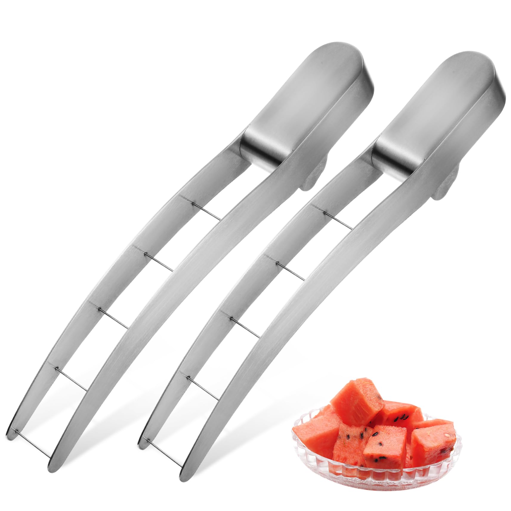 STOBAZA Kitchen Watermelon Slicer 2 Pcs Fruit Cutter Slicer Stainless Steel Melon Cutting Tool Cutting