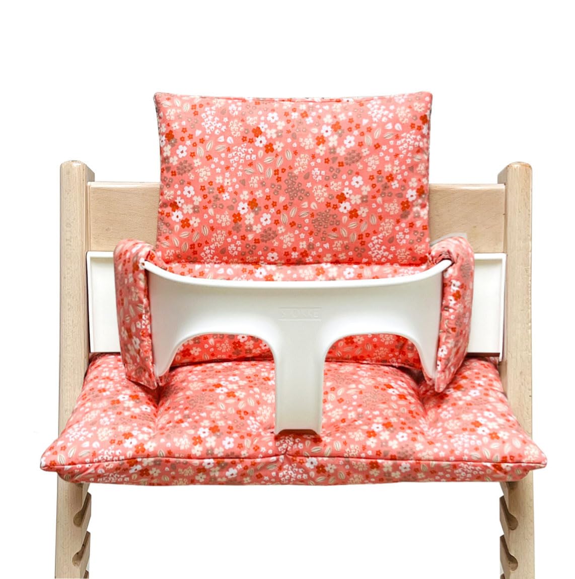 Blausberg Baby - Tripp Trapp Sitz-Kissen Set für Stokke Hochstuhl - /Polster/Sitzverkleinerer - Spring Korall Orange Rosa, Material Oeko-TEX Standard 100 Zertifiziert
