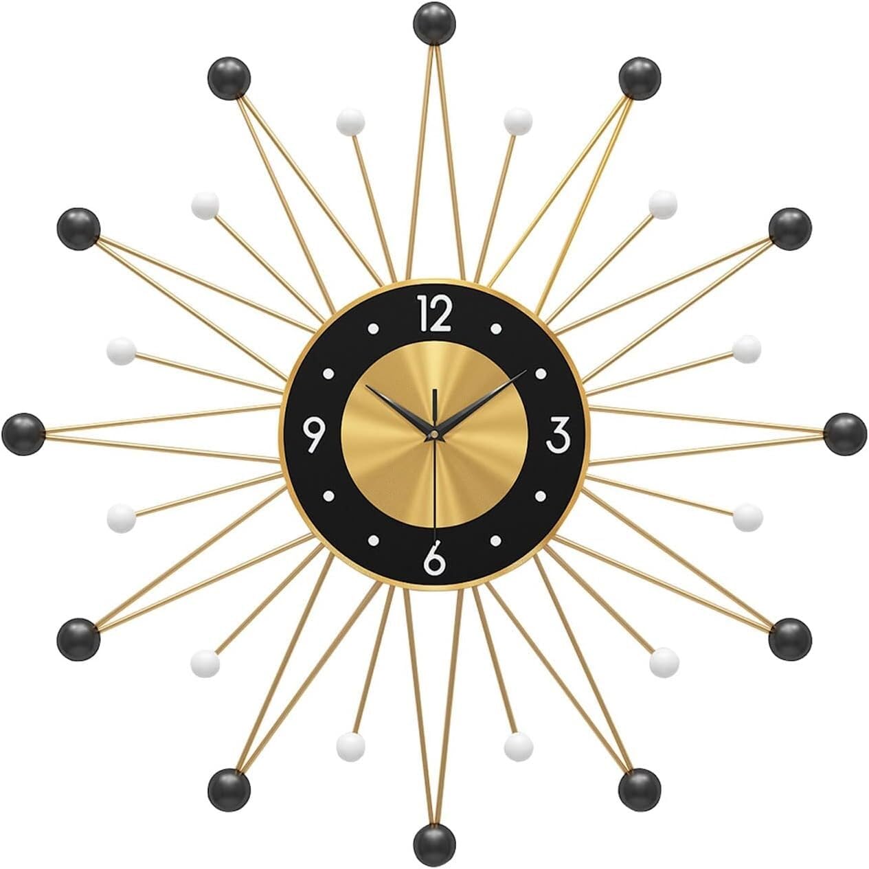 SaryEdge Wall Clock for Living Room Decor, Mid Century Art Clock Silent Non-Ticking, Modern Metal Wall Clocks Bedroom Home Decorations,Black-30Inch,Black-30Inch,Black-30Inch