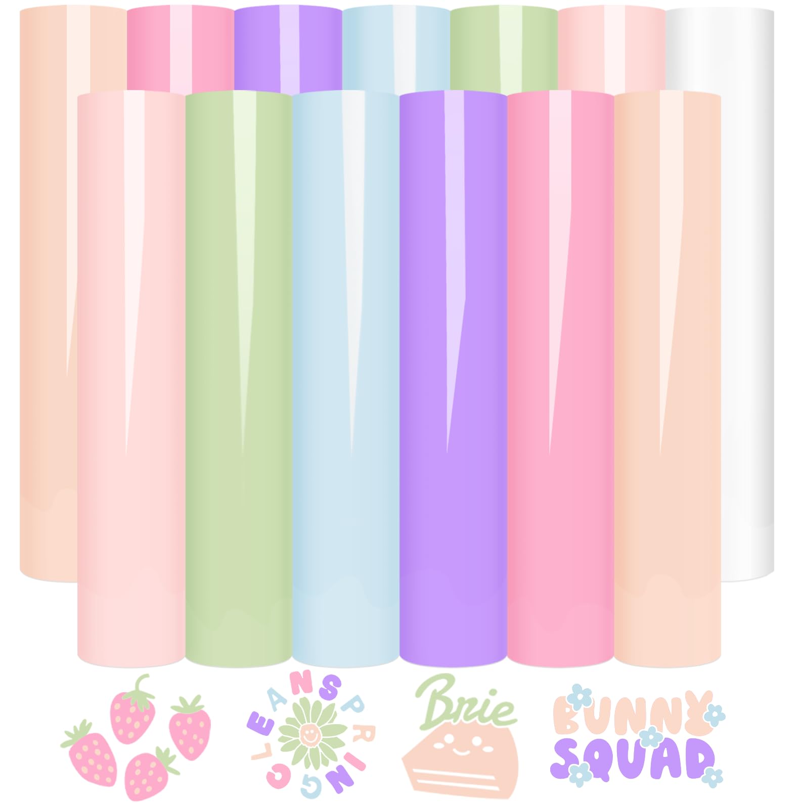 WRAPXPERTPastel Permanent Vinyl- 13 Sheets Bundle 12"x12" with 6 Boho Colors Craft Vinyl Glossy Pastel Colors Adhesive Vinyl Craft Cutters DIY Projects for Cricut Silhouette Cameo