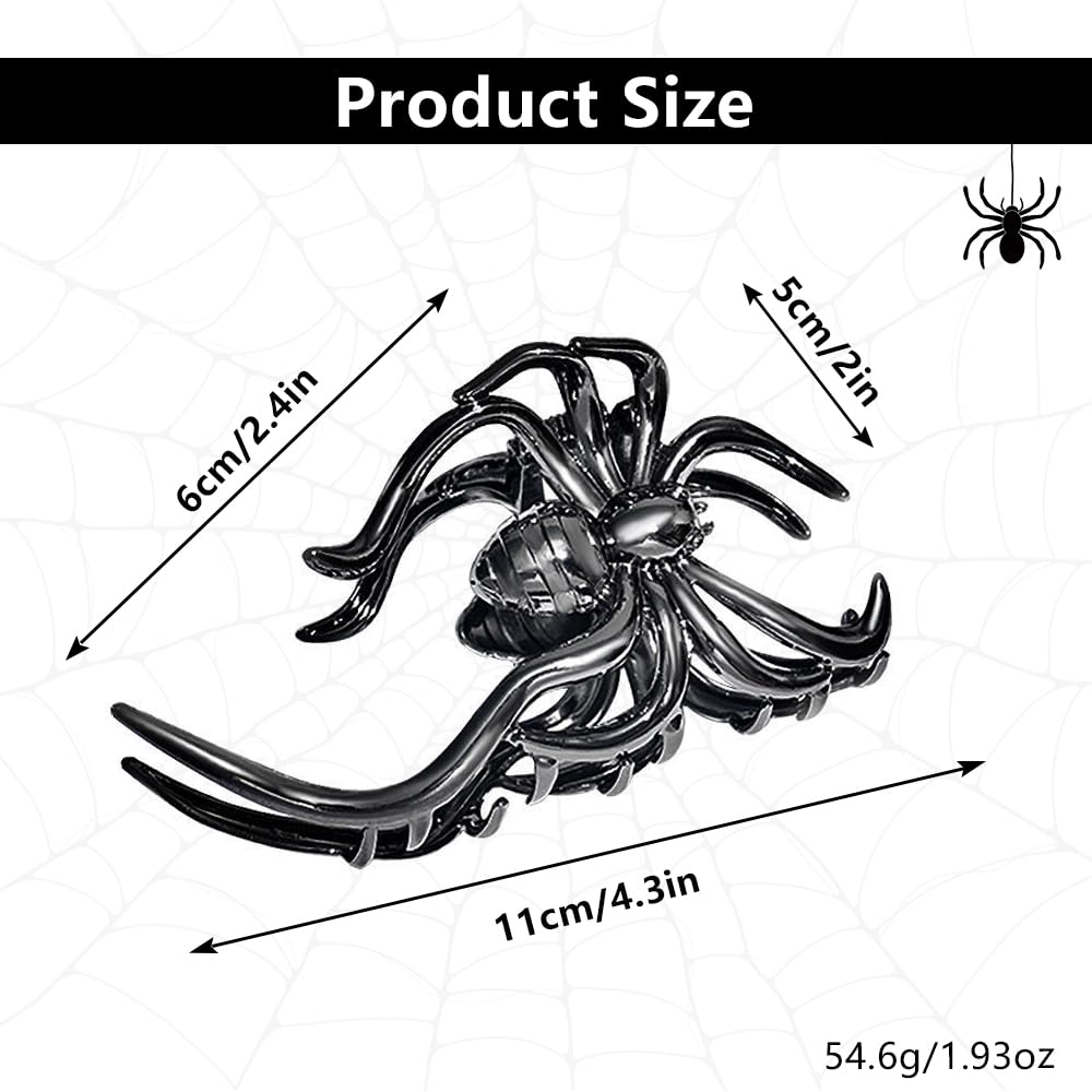 AIUPUOC Pinzas para el pelo grandes góticas negras para mujer, pasadores de araña de acrílico antideslizantes y accesorios para el cabello para peinado, decoraciones y Halloween