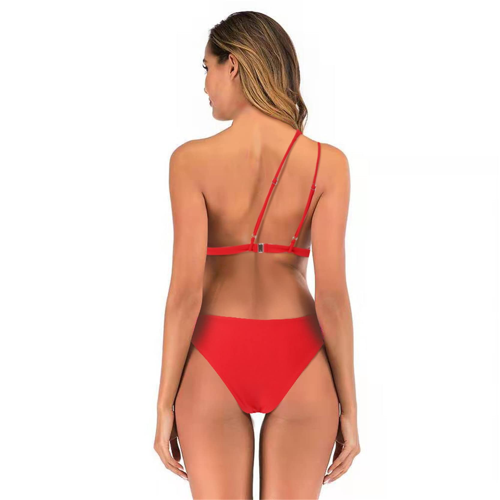 Donna Due Pezzi Elegante Bikini Swimwear, Sexy del ritaglio delle donne bikini monospalla Set 2 Pezzi Swimsuit Swimwear imbottito Wirefree superiore e triangolo inferiore costume da bagno Classico 2 P
