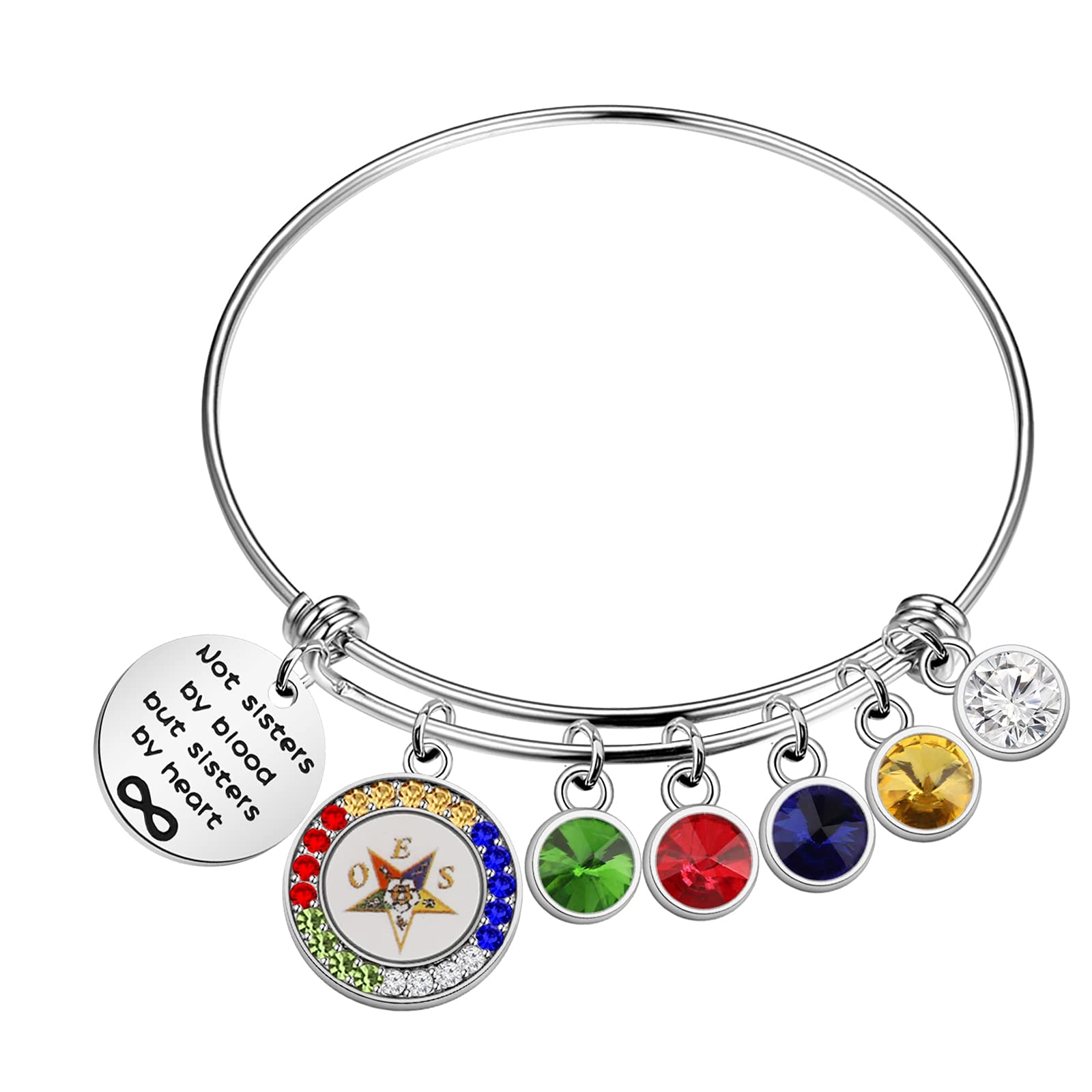 Zuo BaoOrder of The Eastern Star OES Sorority Jewelry Not Sisters by Blood But Sisters by Heart Bracelet Sister Gift for Sorority Women Girls