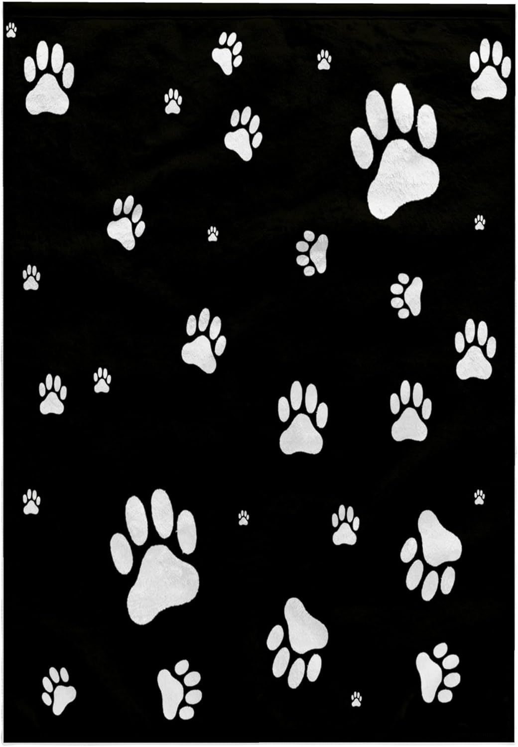 3dRose White Paw Prints On Black Background 22x30 Bath Hand Pool Towel