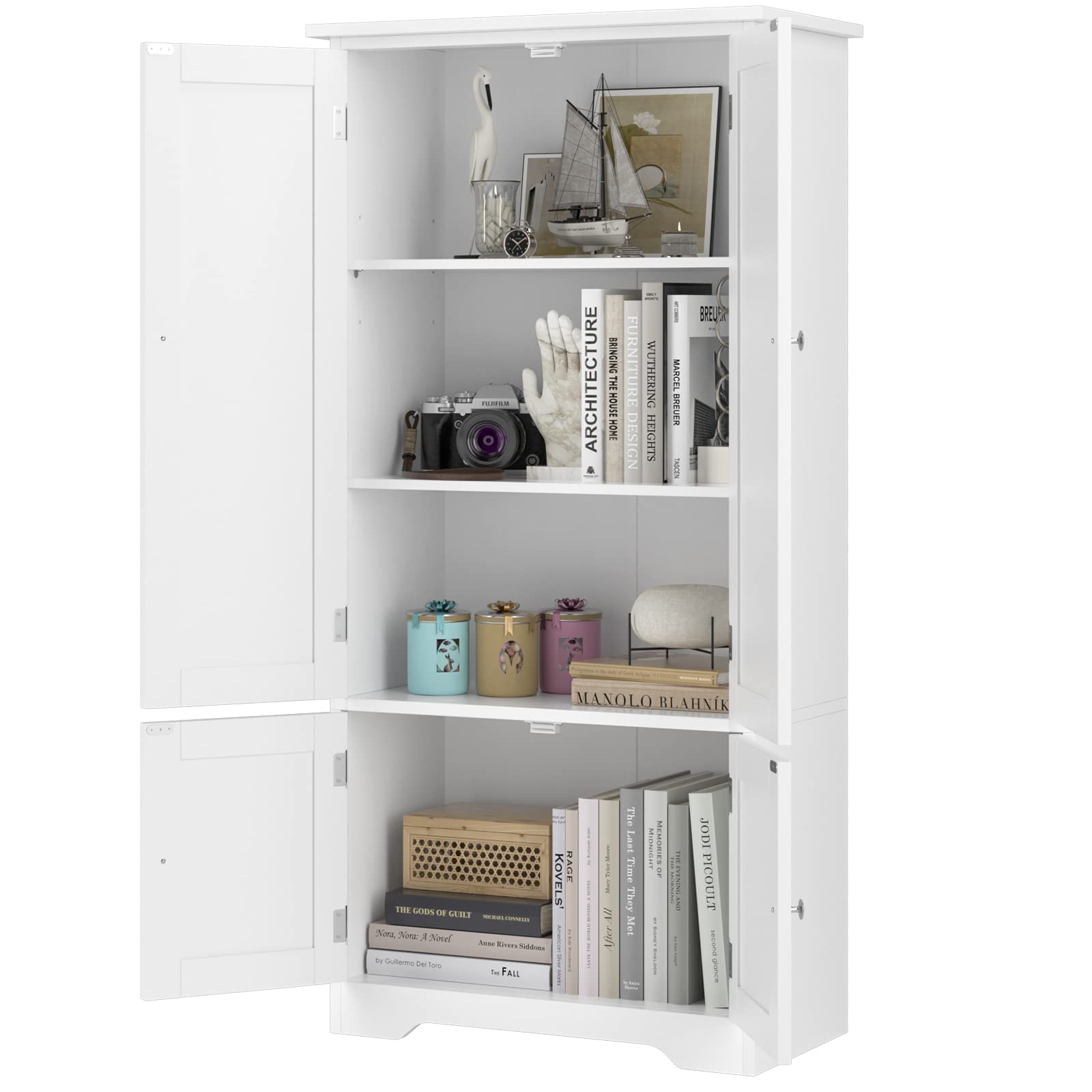 FOREHILL Credenza Cucina Salvaspazio, Mobile Cucina Piccolo a 4 Ante Bianco
