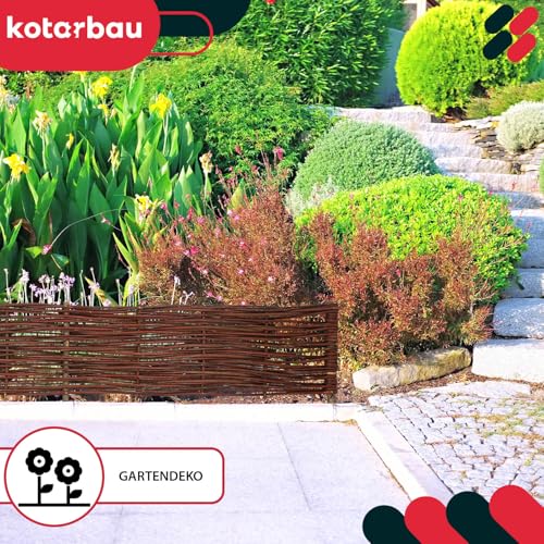 KOTARBAU® Beetbegrenzung Weidenzaun 120 x 20 cm Zaun Beeteinfassung Beet Beetumrandung Steckzaun Rasenkante Weide Beeteinfassung Gartenzaun Zum Stecken Flexible Weidengeflecht
