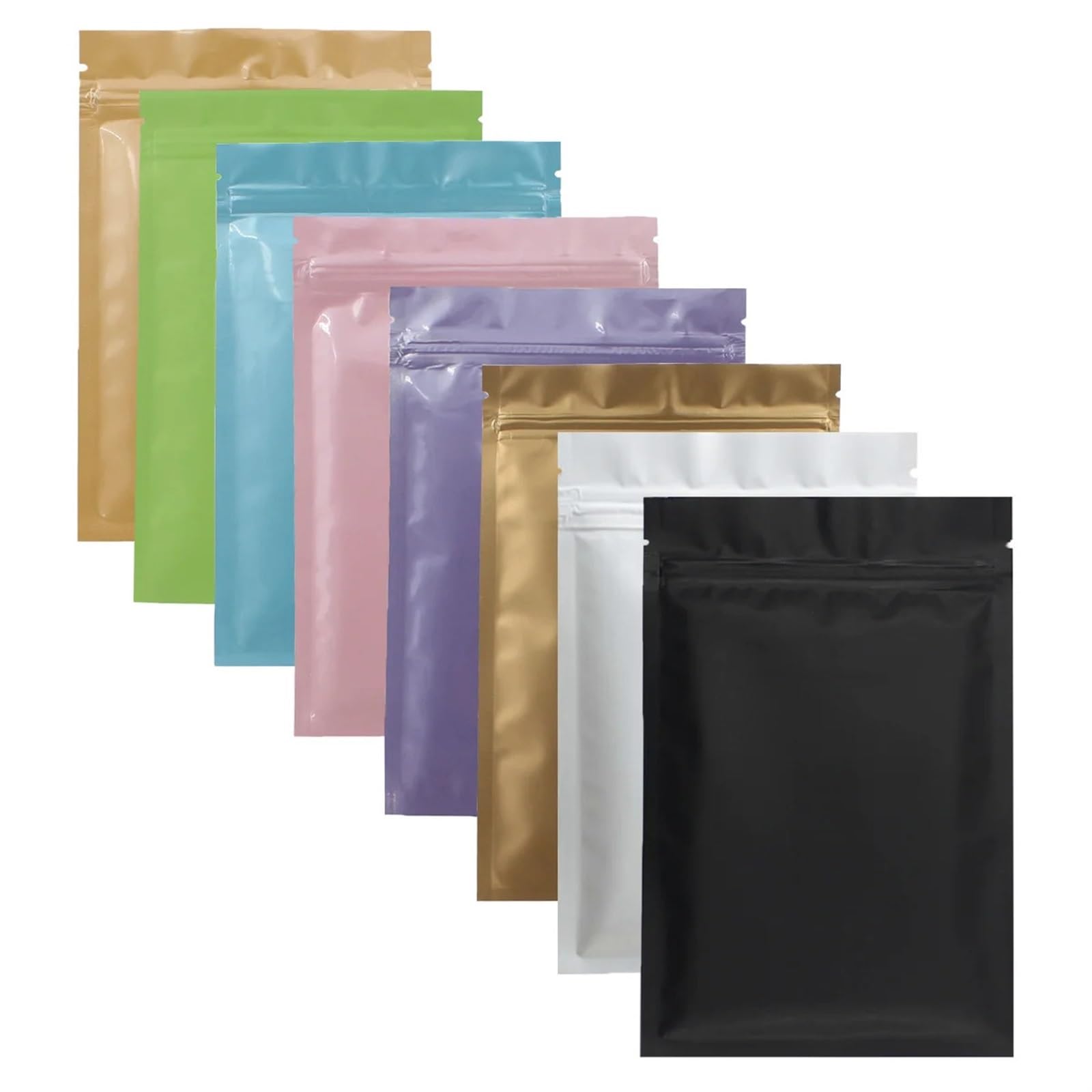 Bolsas con cierre hermético, Bolsas Ziplock planas termosellables, paquete de 100, multicolor, varios tamaños(Gold Zip Lock Bags,15x22cm)