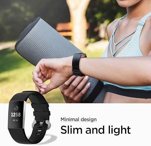 Miniatura 3 de Spigen Ajuste de silicona diseñado para Fitbit Charge 4 Band (2020)  Fitbit Charge 3 Band (2018) - Negro