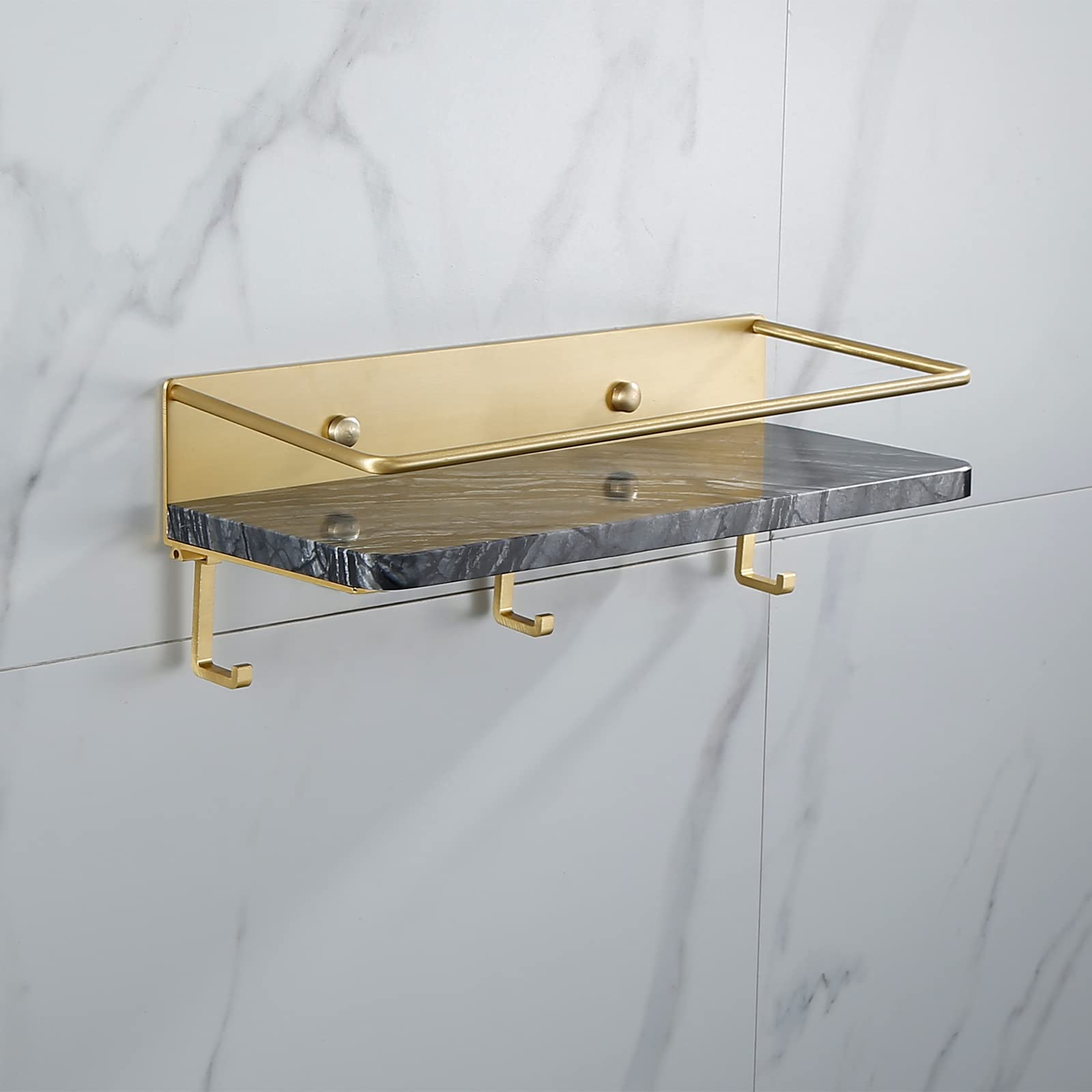 icVantA Kitchen Bathroom Shelves Shower Caddy Wall-Mounted Cosmetic Box Storage Rack Marble Tray Bathrooms Shampoo Shower Gel Organizer