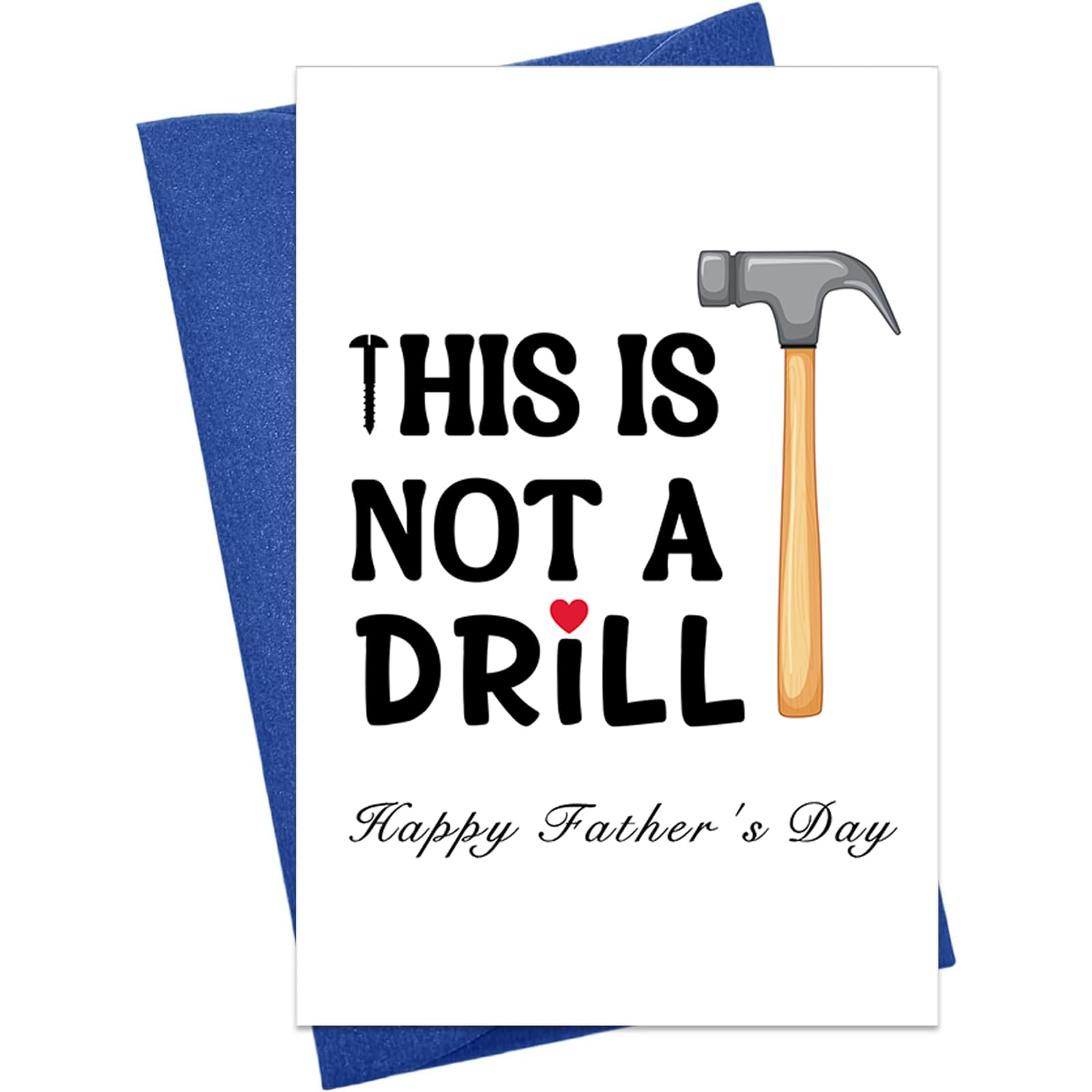 HEYINSHEN Funny Drill Card for Dad Funny Happy Father's Card with Envelope Joke Fathers Day Cards for Daddy Naughty Father's Day Cards From Daughter