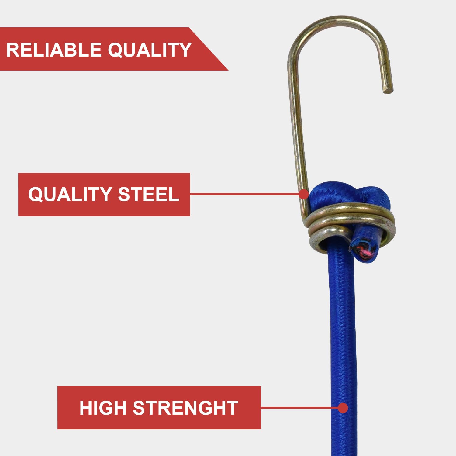 AQBAH Rope with Hooks High Strength Elastic Bungee/Shock Cord Luggage Tying (Multicolour) | 4 Pieces (4FT)