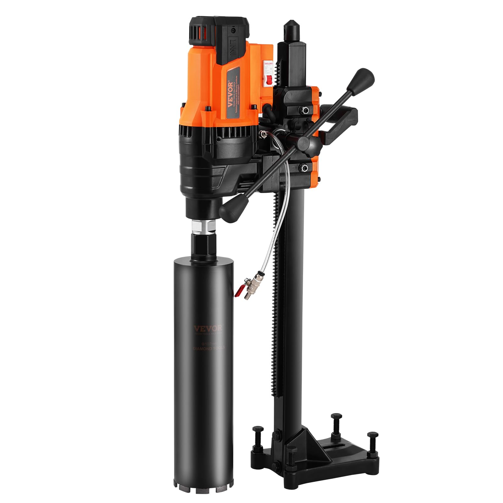VEVOR Kernbohrmaschine Diamantkernbohrgerät mit Bohrdurchmesser 2-25 cm mit Ständer und Kernbohrer, 3200 W robuster Beton-Kernbohrer, Nass- und Trockenanwendung für Beton Ziegel