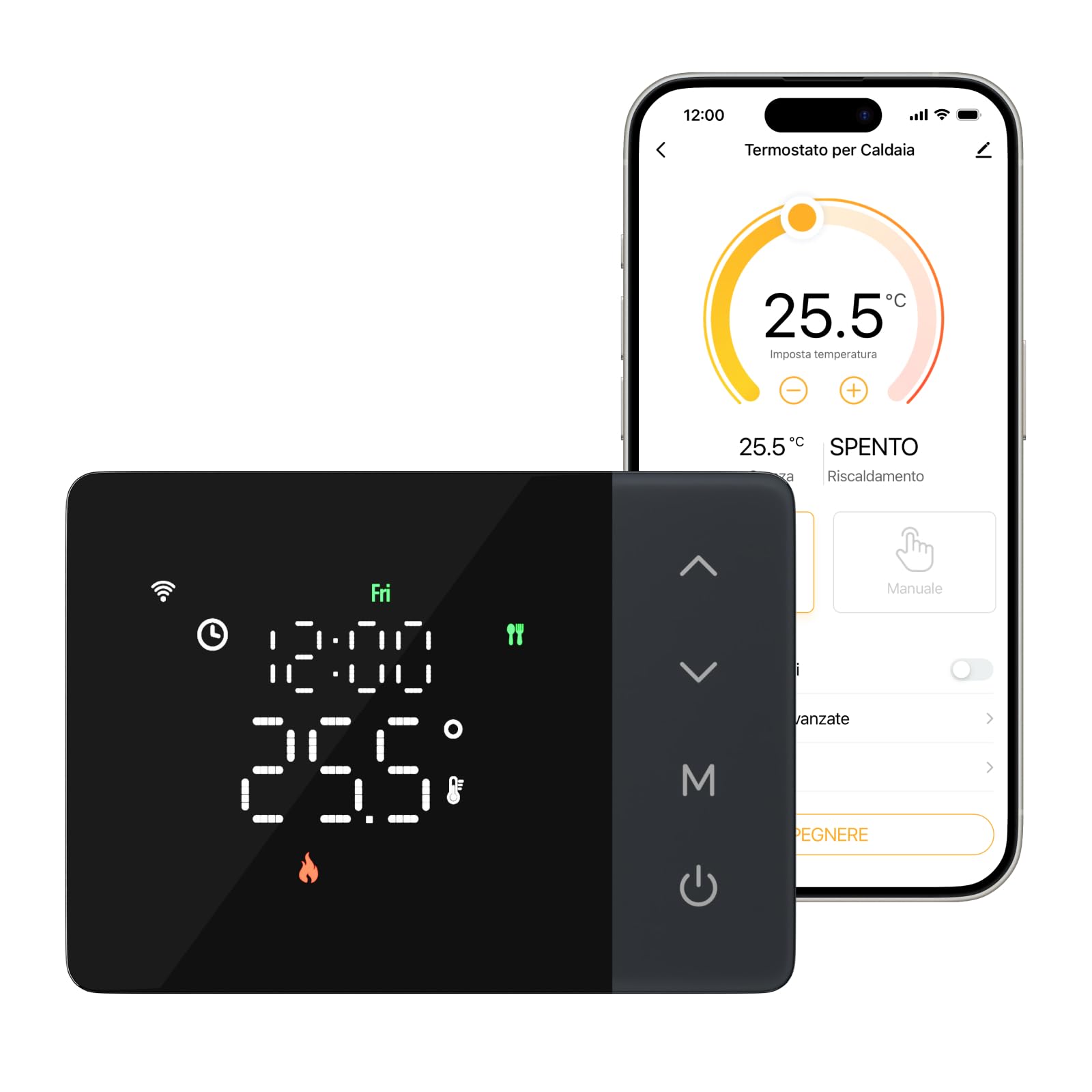 Termostato WiFi 6A BaterÃa para Caldera de Gas, Dual Band 2.4/5GHz, Programable, Contacto Seco, Caja 502-503, Compatible con Alexa & Google Assistant, Tuya SmartLife, CE, Black
