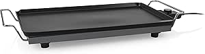 Princess 102325 Table Chef XXL Classic, revestimiento antiadherente de doble capa, 2500 W, superficie de 60 x 36 cm, asas frías al tacto, temperatura regulable, para entre 4 y 6 personas, Color Negro