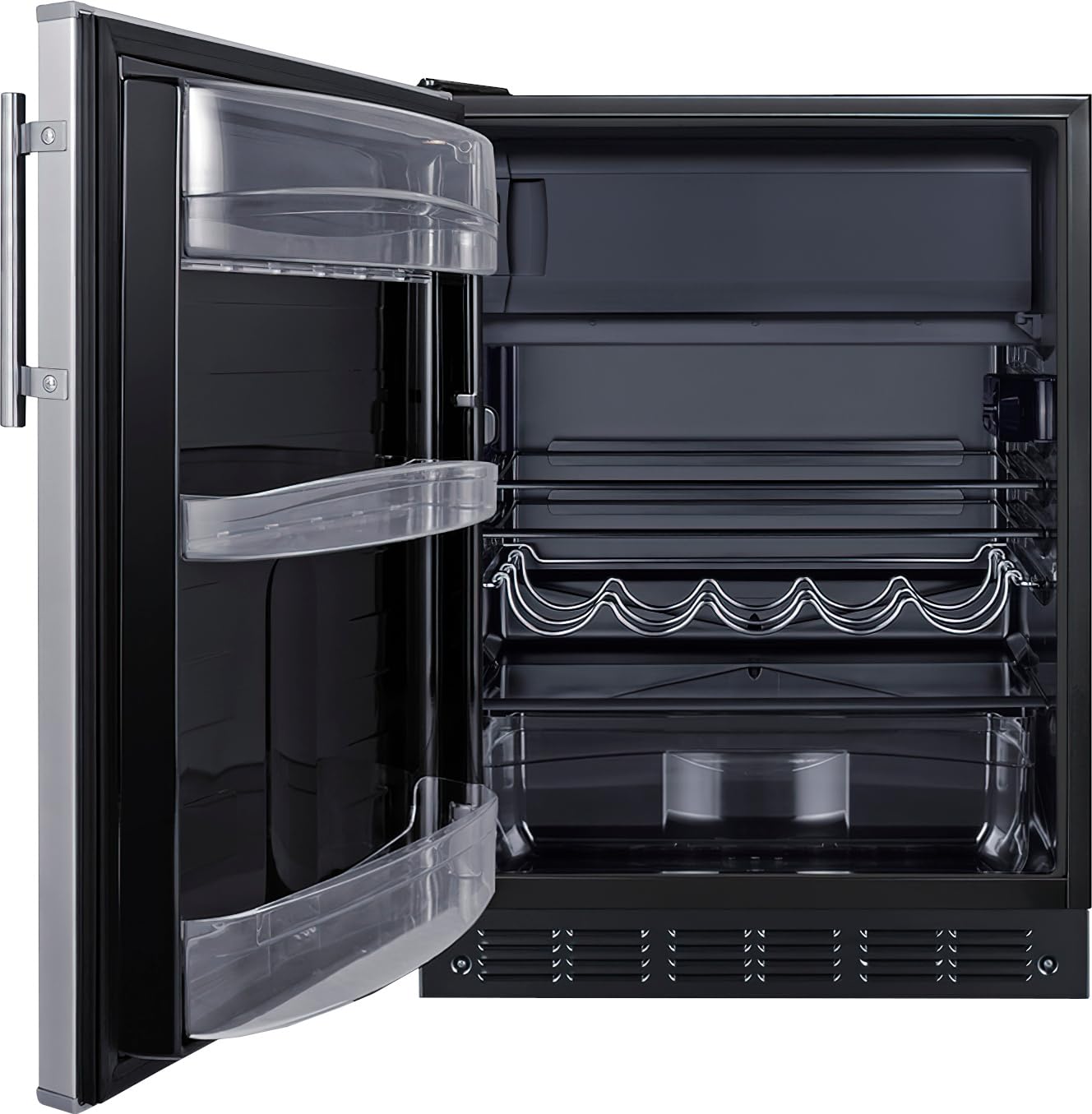 Summit Ct66bk2ssadalhd 24” Wide ADA Under Counter Refrigerator-Freezer 4.9 Cu.Ft. Made In Europe With Automatic Defrost Operation, Reversible Stainless-Steel Door, Black Interior (ADA Left Hand Door) on Fridge.com - View 4