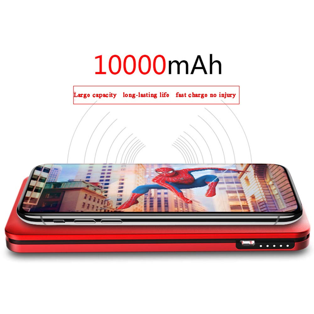 Cargador Móvil Portátil Batería Externa 10000mAh Cargador Inalámbrico Rápido Power Bank con 3 Puertos y 2 Portátil Entrada Wireless Charger para Android Phones, Smartphones