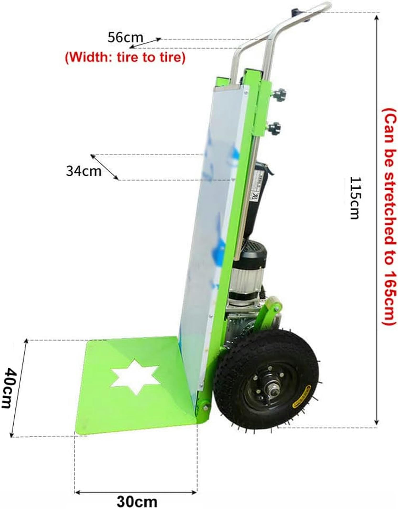 Carrello elettrico per salire le scale, carrello manuale per risparmiare manodopera su e giù per le scale con carico 200 kg, carrello facile da usare con motore brushless da 800 W/verde /