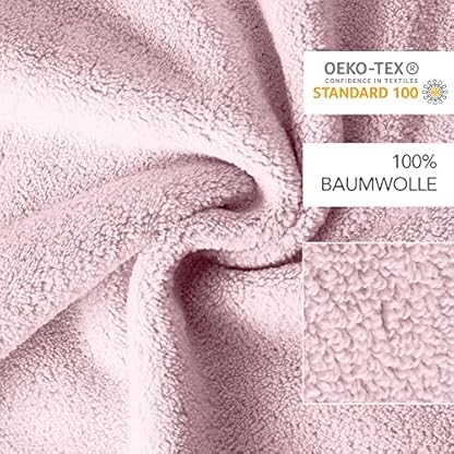 HOMESTORY Premium Handtuch-Set 12-teilig, 100% Baumwolle, Frottee, 550g/m², weich, saugstark und schnelltrocknend, Oeko-Tex 100, Rosa, 2X Bade- + 2X Dusch- + 4X Hand- + 4X Gästetuch – Bild 3