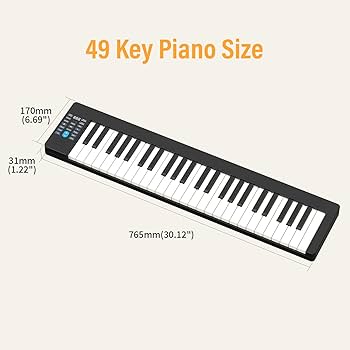Piano様 Amazon.com: KONIX PJ49Z 49 Key Piano Keyboard, Portable Touch