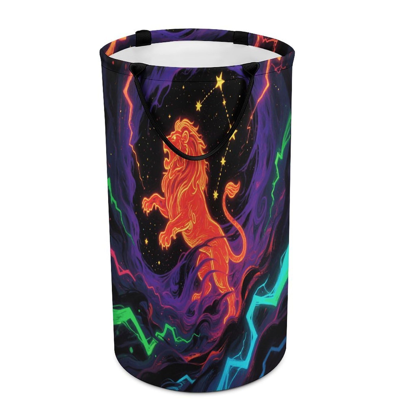 Blacklight Constellation Laundry Basket with Handles Large Collapsible Laundry Bag Freestanding Waterproof Clothes Hamper Decor Storage of Dirty Clothe for Family Bathroom 86L