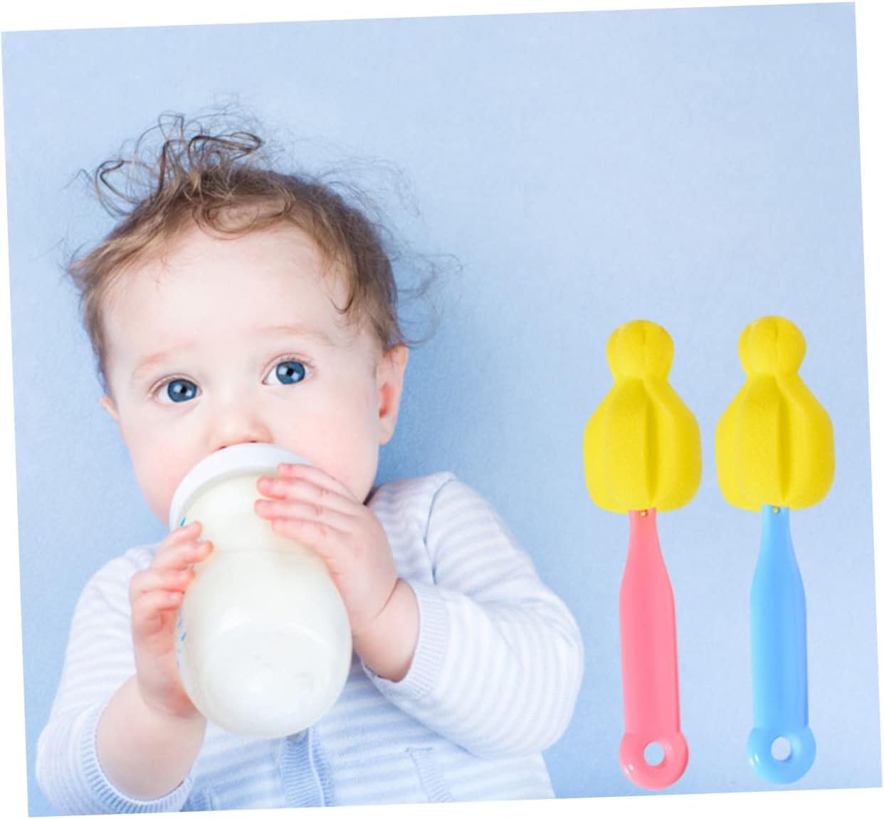 CHILDWEET 12 Pcs Baby Bottle Cleaning Brush Soft Sponge Brush with Pacifier Cleaner Green Yellow for Effective Baby Bottle and Care