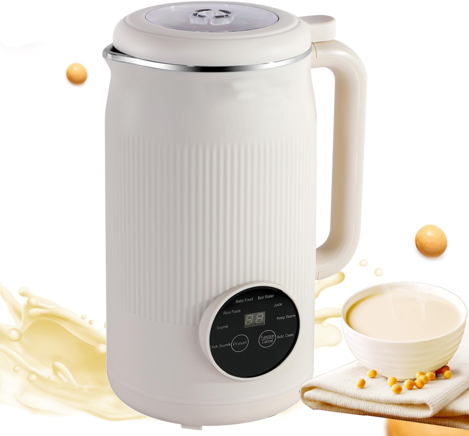 Nut Milk Maker 8 in 1, Automatic Soy Milk Maker with Delay Start, Keep Warm, Boil Water, Self-Cleaning - Ideal for Oat, Almond, Cashew Milk, Juice, Soups, and Porridges