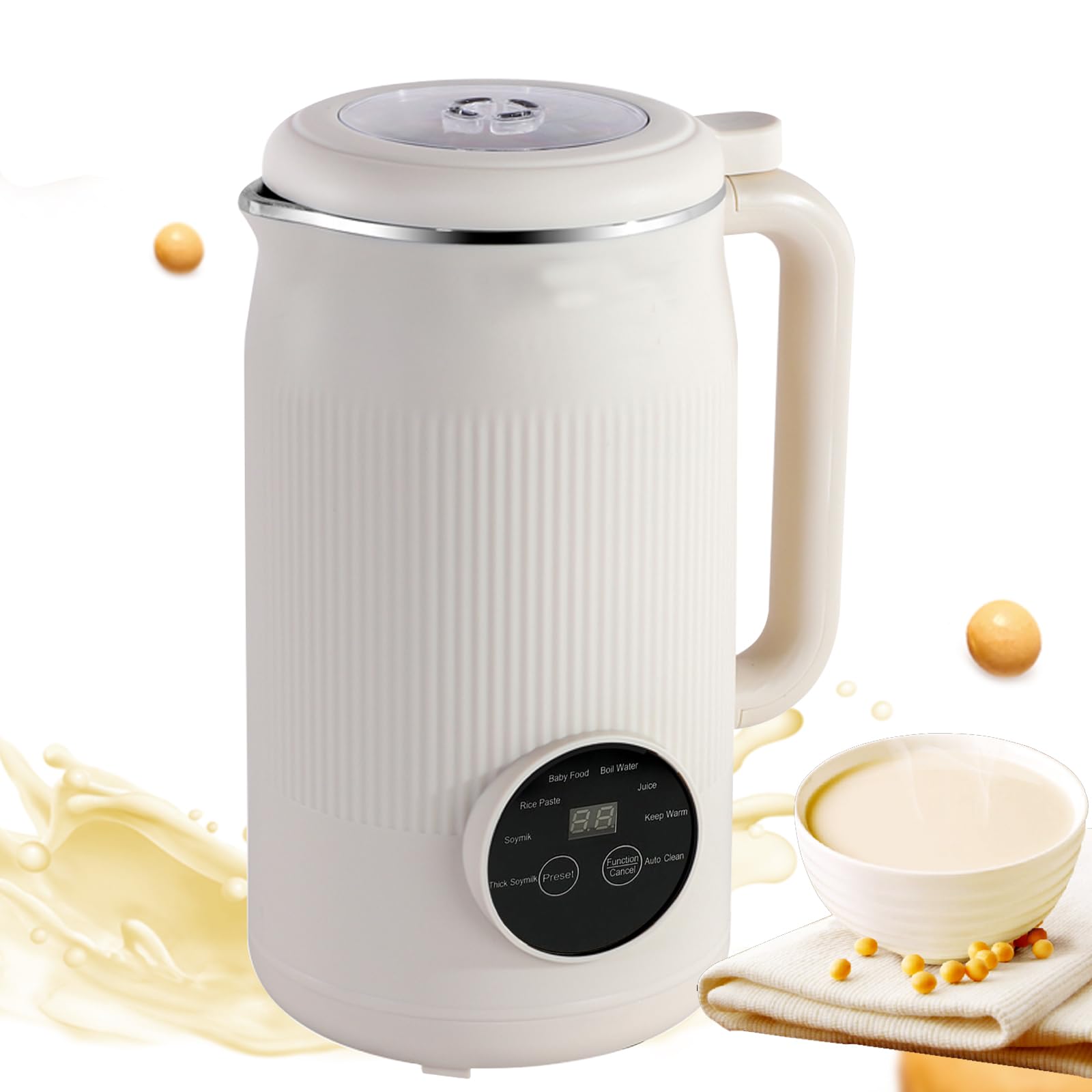 Macchina per latte di soia automatica 8 in 1, 1200 ml, con avvio ritardato, mantiene caldo, bollire l'acqua e autopulente, per latte di mandorle, latte di anacardi, succo, zuppe, porridge