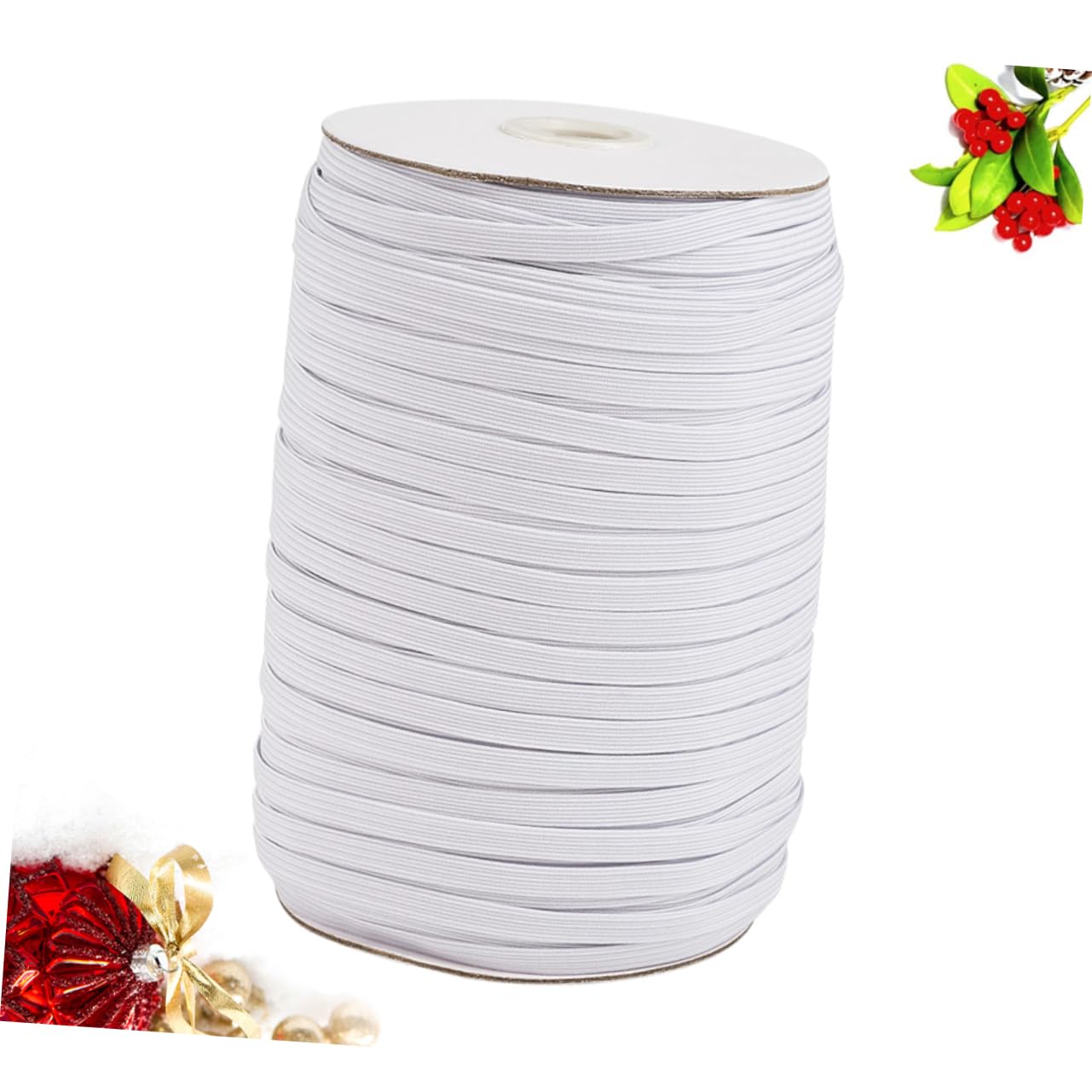 NUOBESTY 1rotolo Nastro Elastico Piatto Bianco per Cucito Decorazioni e Accessori per Abbigliamento Materiale Resistente per Creazioni Fai da Te e Imballaggio