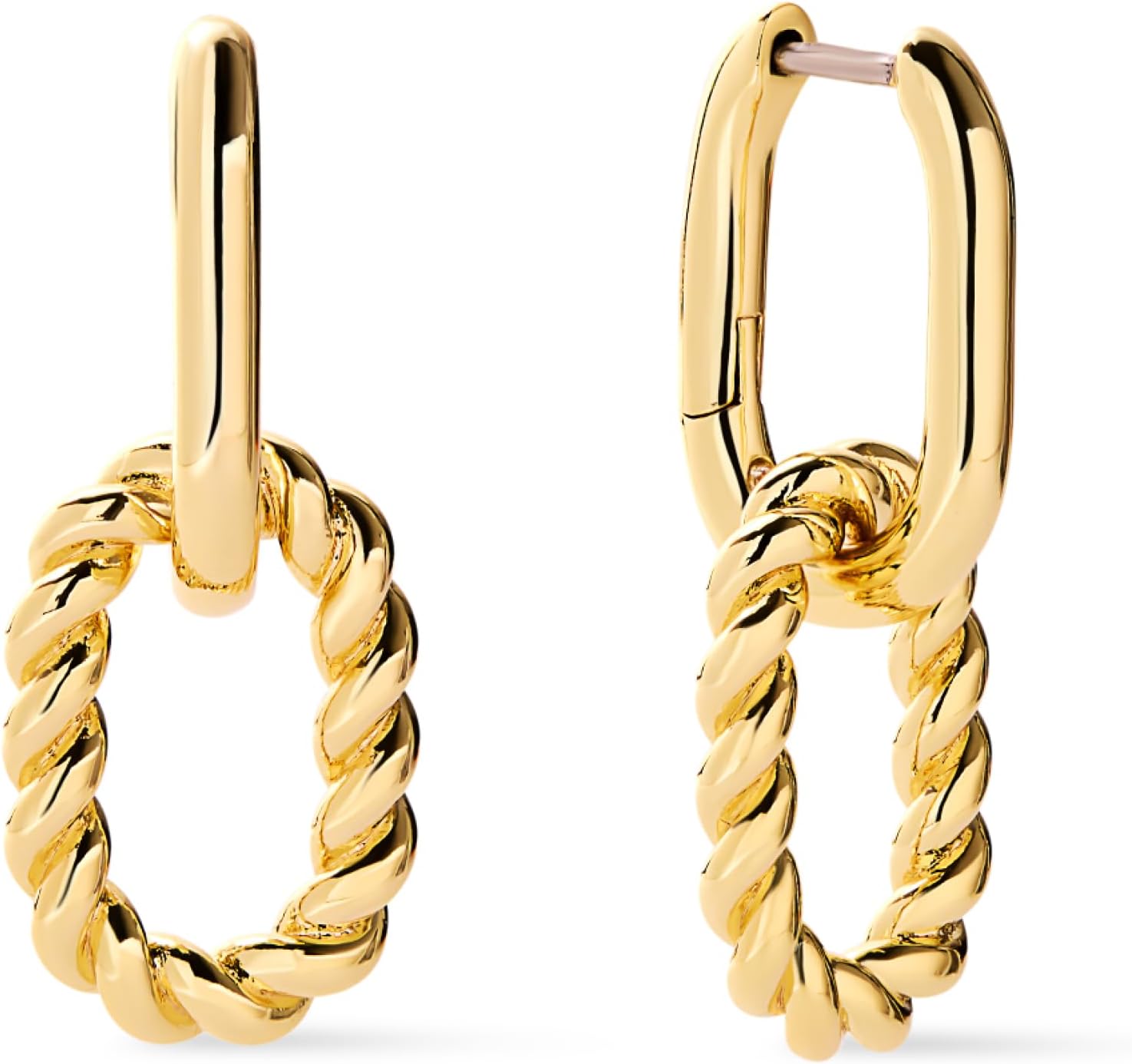 Ana Luisa Ash Double Hoop Earrings for Women - 14K Gold Plated, Silver & Two-Tone Drop Dangle Hoop Earring - Trendy Paperclip Link Huggie Hoop - Hypoallergenic, Water-Resistant & Tarnish-Free Jewelry